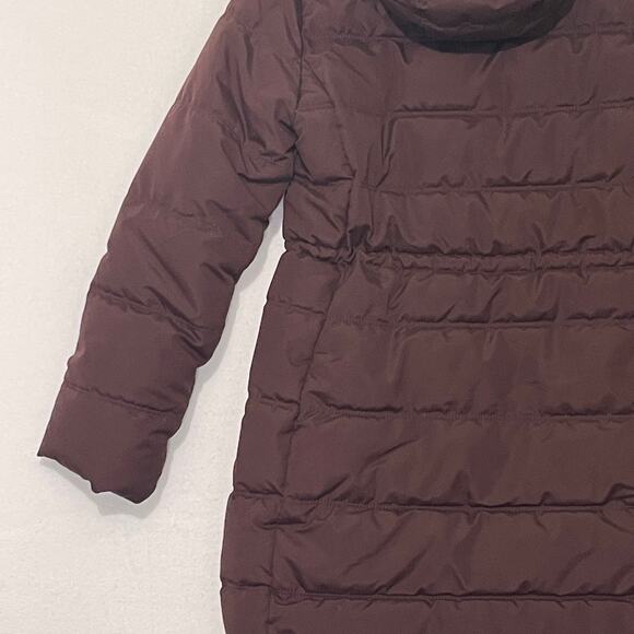Old Navy Long Puffer Coat Womens Small Brown Winter Parka Fur Hood Insulated - Picture 4 of 13